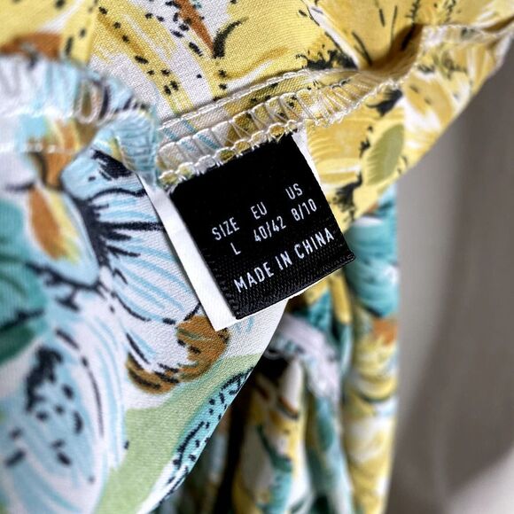 SHEIN Dolman Sleeve Floral Print Mini Swing Dress Large Spring Tropical Yellow - Picture 9 of 11